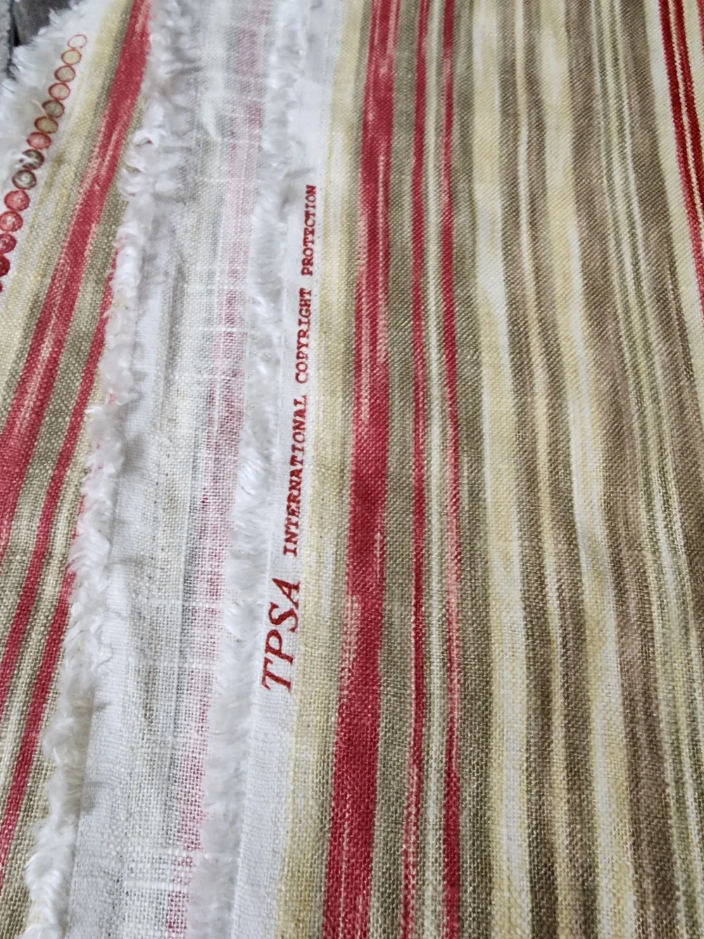 9 yds Vintage Print Fabric Striped Drapery Fabric 325.5